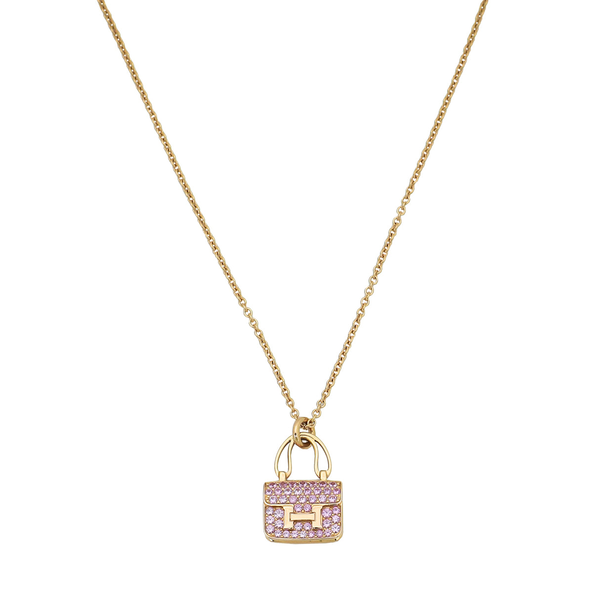 Hermes 18K Rose Gold Pink Sapphire Amulettes Constance Pendant Necklace-Hermes-THE CLOSET