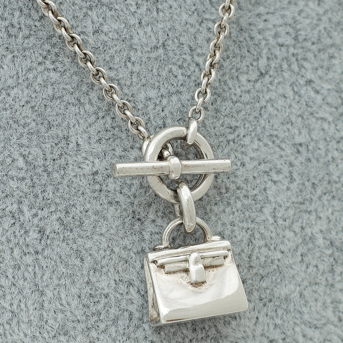 Hermes Sterling Silver Amulettes Kelly Pendant Necklace