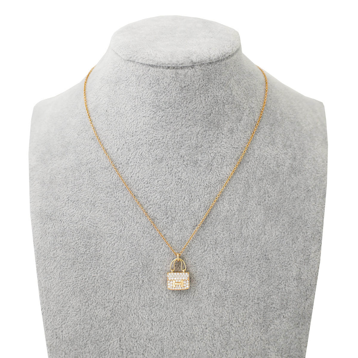 Hermes 18K Rose Gold Diamond Amulettes Constance Pendant Necklace-Hermes-THE CLOSET