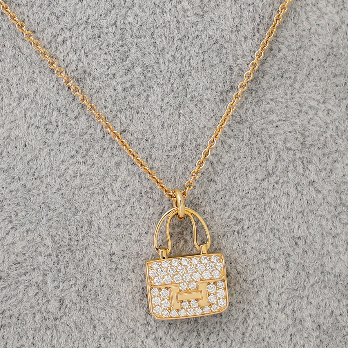 Hermes 18K Rose Gold Diamond Amulettes Constance Pendant Necklace-Hermes-THE CLOSET