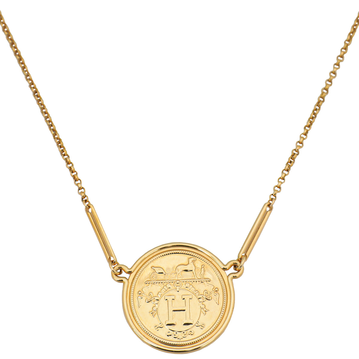 Hermes 18K Rose Gold Ex-Libris Pendant, Very Large Model Bracelet-Hermes-THE CLOSET