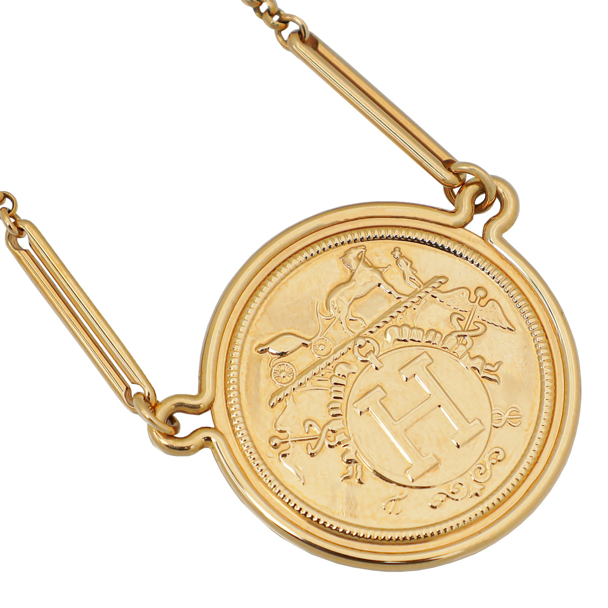 Hermes 18K Rose Gold Ex-Libris Pendant, Very Large Model Bracelet-Hermes-THE CLOSET