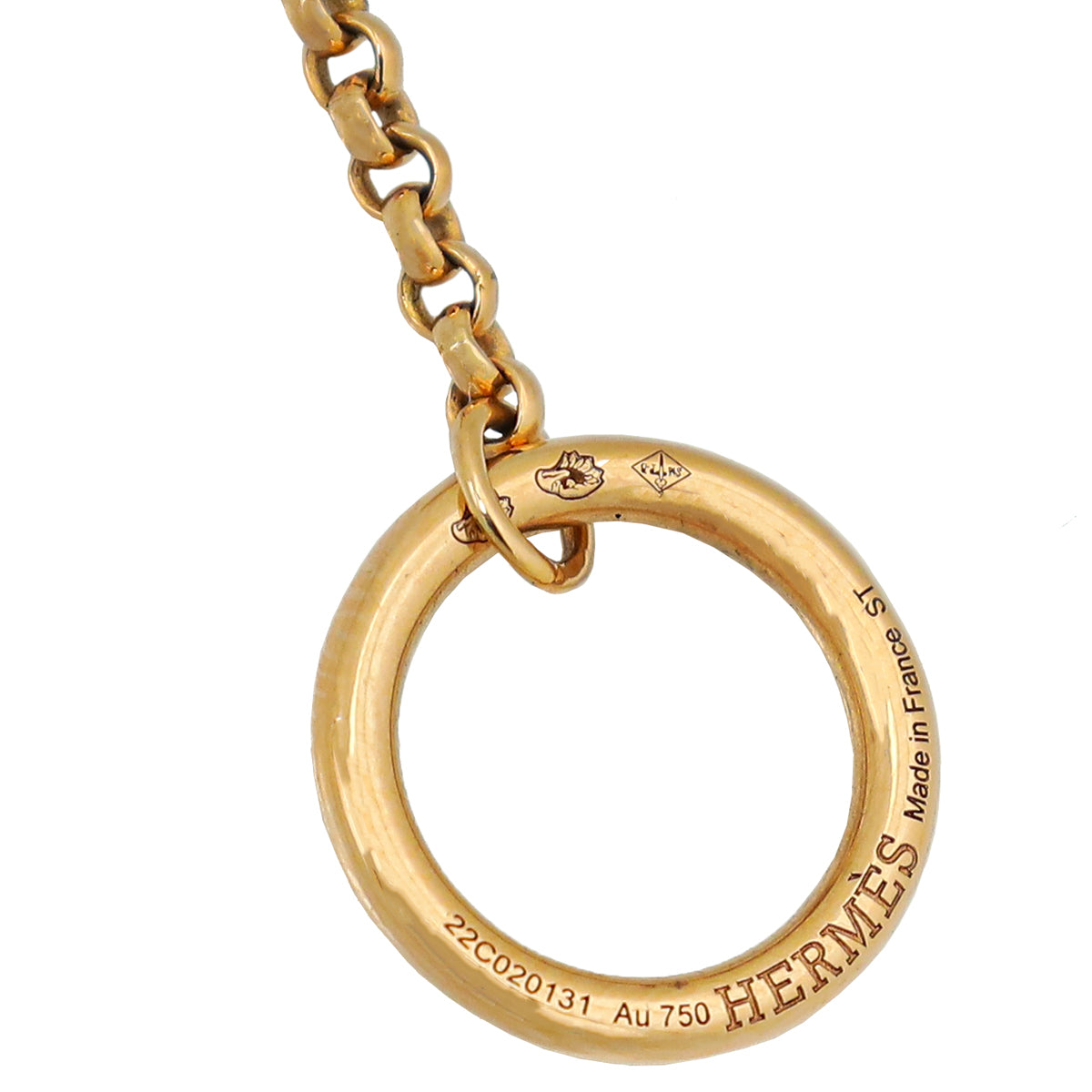 Hermes 18K Rose Gold Ex-Libris Pendant, Very Large Model Bracelet