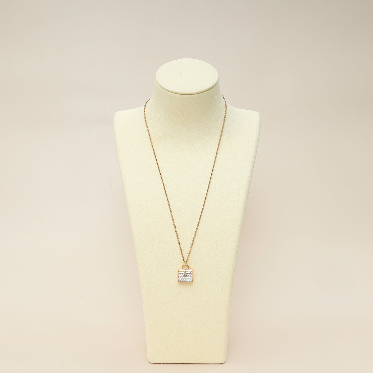 Hermes 18K Rose Gold Kelly Amulette Diamond Pendant Necklace-Hermes-THE CLOSET