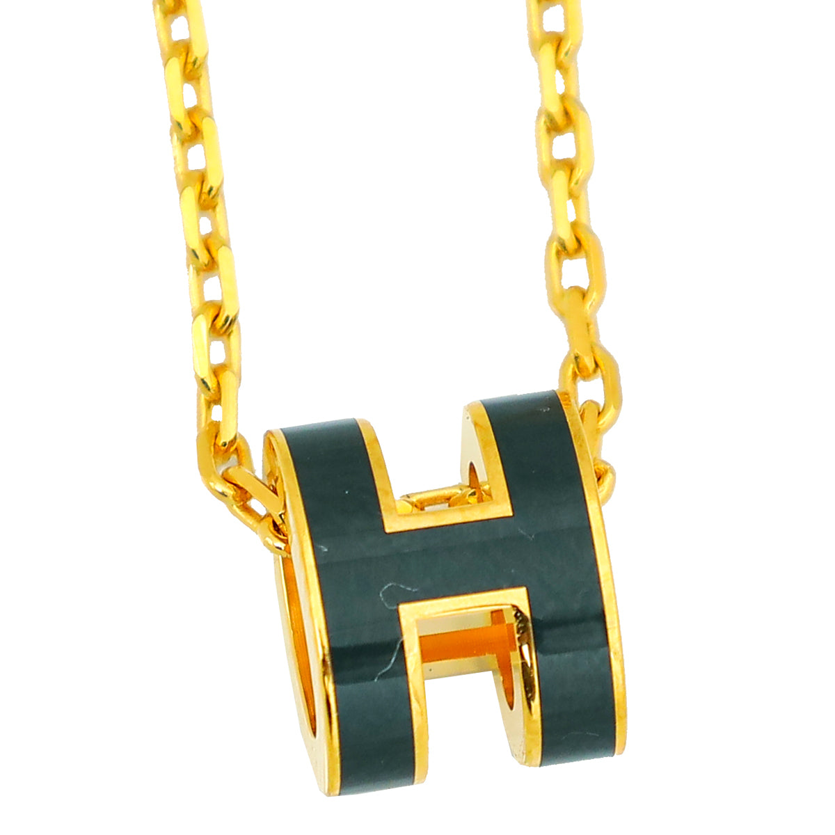 Hermes Vert Lacquered Mini Pop H Pendant Necklace-Hermes-THE CLOSET