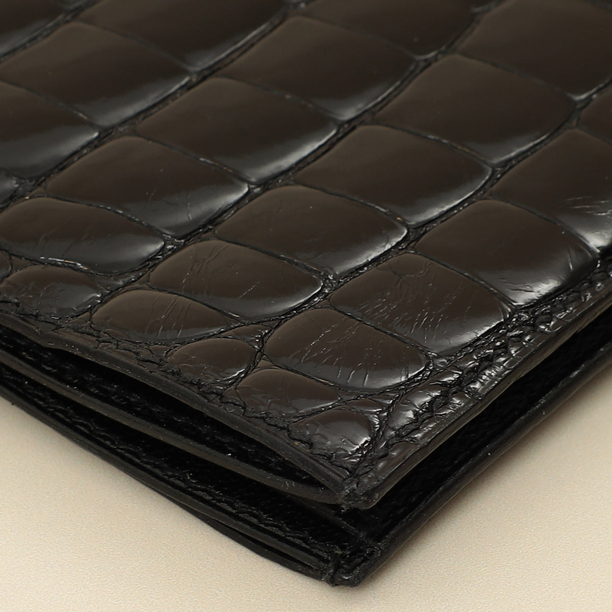 Hermes Noir Shiny Alligator Travel Wallet-Hermes-THE CLOSET