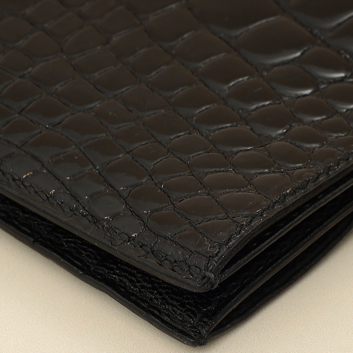 Hermes Noir Shiny Alligator Travel Wallet-Hermes-THE CLOSET