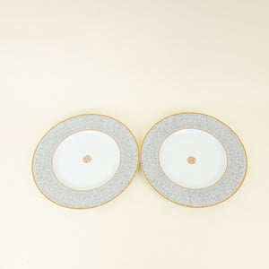 Hermes Porcelaine Mosaique Au 24 Gold Presentation Plate (Set of 2)