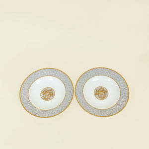 Hermes Porcelain Mosaique Au 24 Gold Soup Plate (Set of 2)