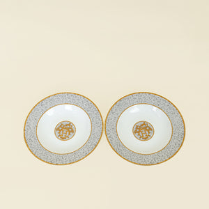 Hermes Porcelain Mosaique Au 24 Gold Soup Plate (Set of 2)