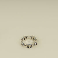 Hermes Sterling Silver Chaine D'ancre Enchainee Small Model Ring 58