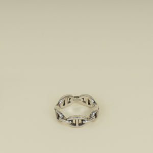 Hermes Sterling Silver Chaine D'ancre Enchainee Small Model Ring 58
