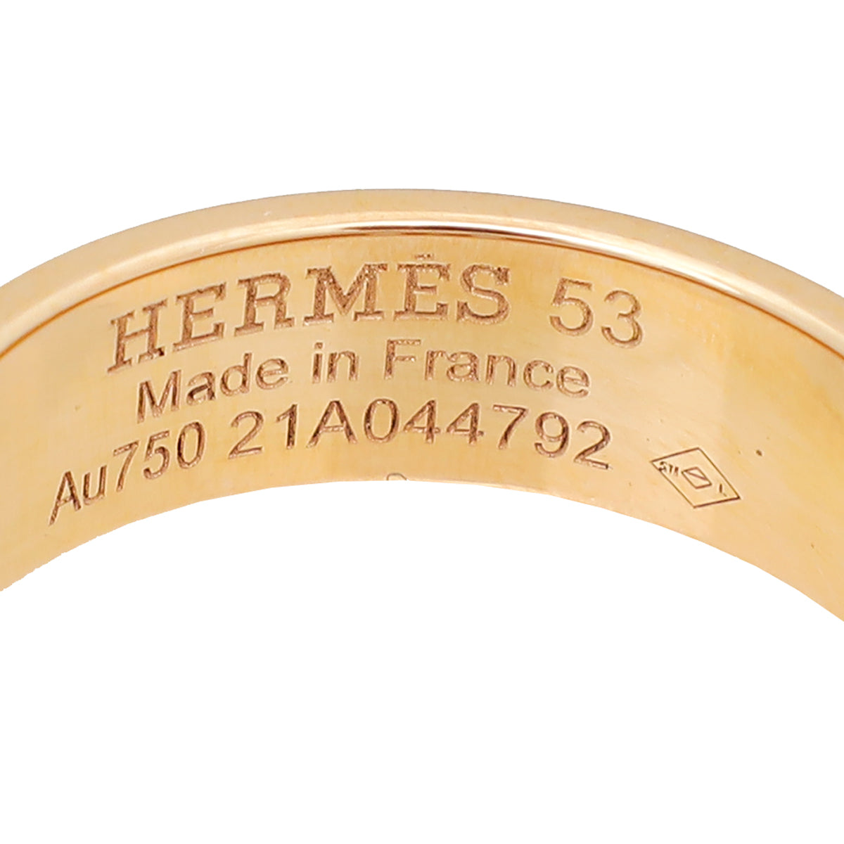 Hermes 18K Rose Gold Diamond H D'ancre Small Model Ring 53