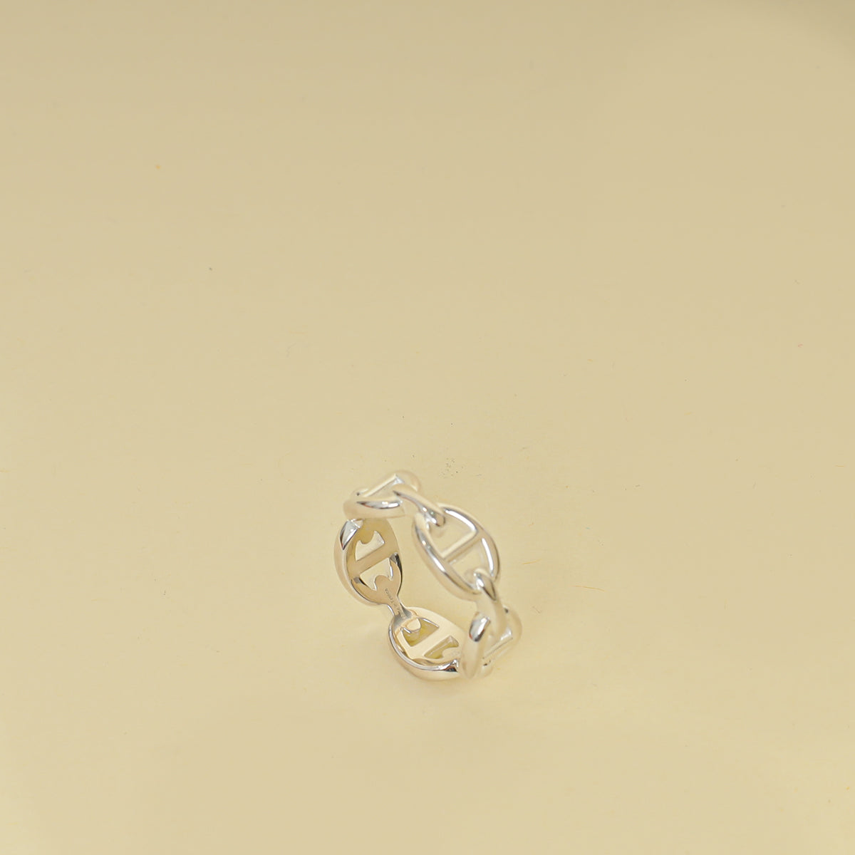 Hermes Silver Chaine d'ancre Enchainee Ring 55