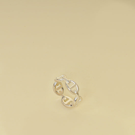 Hermes Silver Chaine d'ancre Enchainee Ring 55