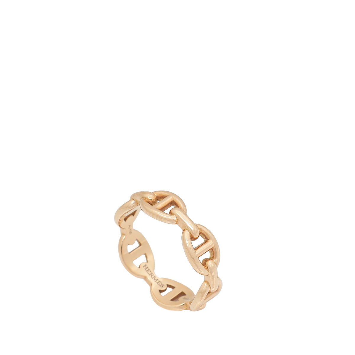 Hermes 18K Rose Gold Chaine D'ancre Enchainee Small Model Ring 52