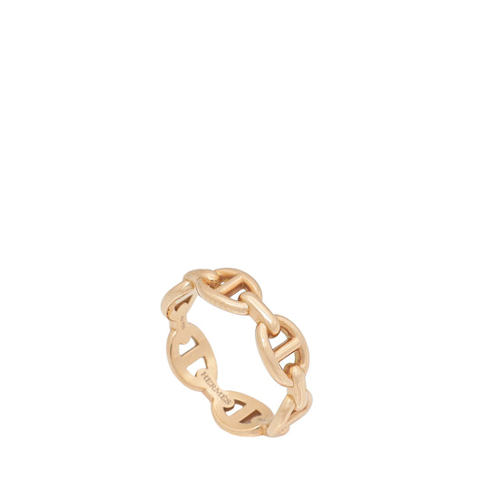 Hermes 18K Rose Gold Chaine D'ancre Enchainee Small Model Ring 52