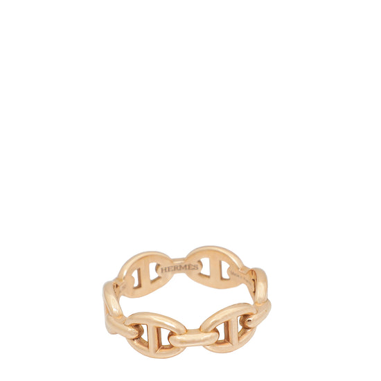 Hermes 18K Rose Gold Chaine D'ancre Enchainee Small Model Ring 52