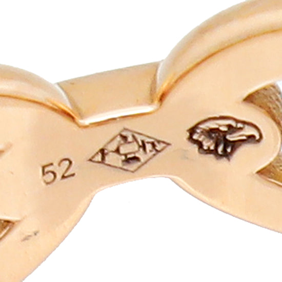 Hermes 18K Rose Gold Chaine D'ancre Enchainee Small Model Ring 52