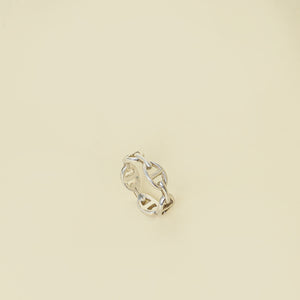 Hermes Sterling Silver Chaine D'ancre Enchainee Small Model Ring 58