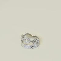 Hermes 18K White Gold Diamond Kelly/Alchimie Medium Model Ring 53