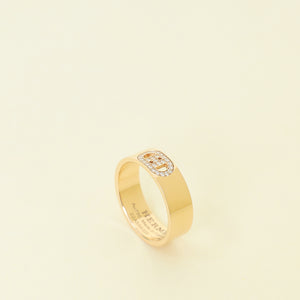 Hermes 18K Rose Gold Diamonds H D'ancre Ring, Small Model 51
