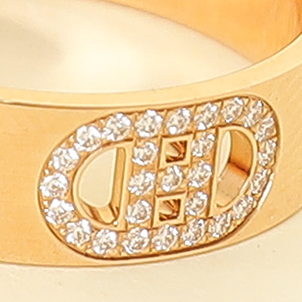 Hermes 18K Pink Gold Diamond H d'Ancre Ring Small Model 54