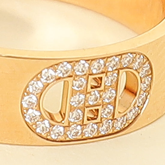 Hermes 18K Pink Gold Diamond H d'Ancre Ring Small Model 54
