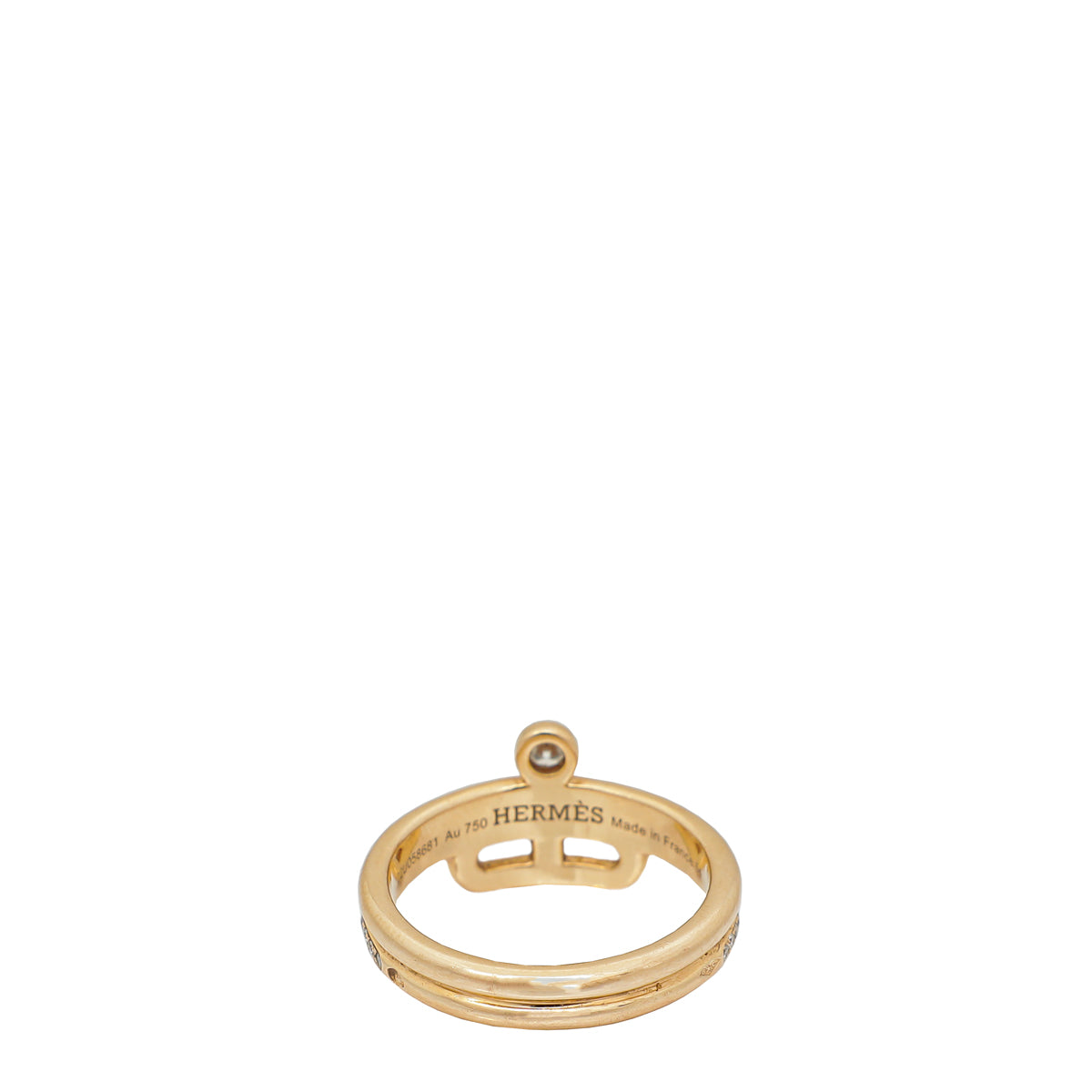 Hermes 18K Rose Gold Diamond Link D'Hermes Ring 53-Hermes-THE CLOSET