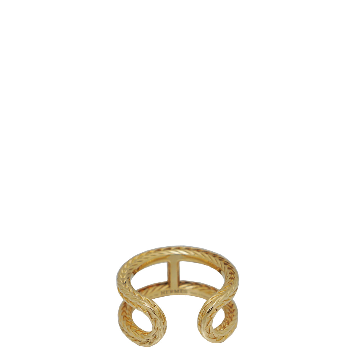 Hermes 18K Yellow Gold Chaine d'ancre Danae Small Model Ring 52