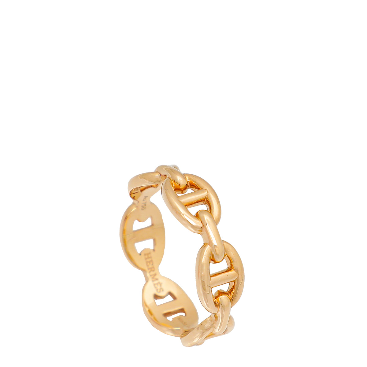 Hermes 18K Rose Gold Chaine D'ancre Enchainee Small Model Ring 53-Hermes-THE CLOSET