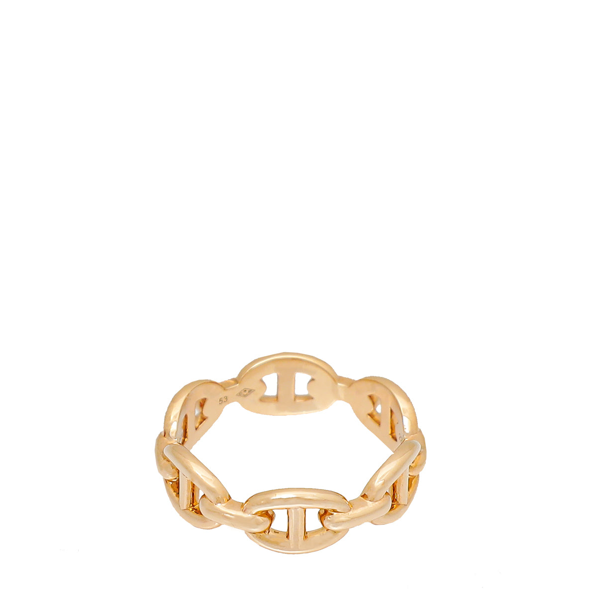Hermes 18K Rose Gold Chaine D'ancre Enchainee Small Model Ring 53-Hermes-THE CLOSET