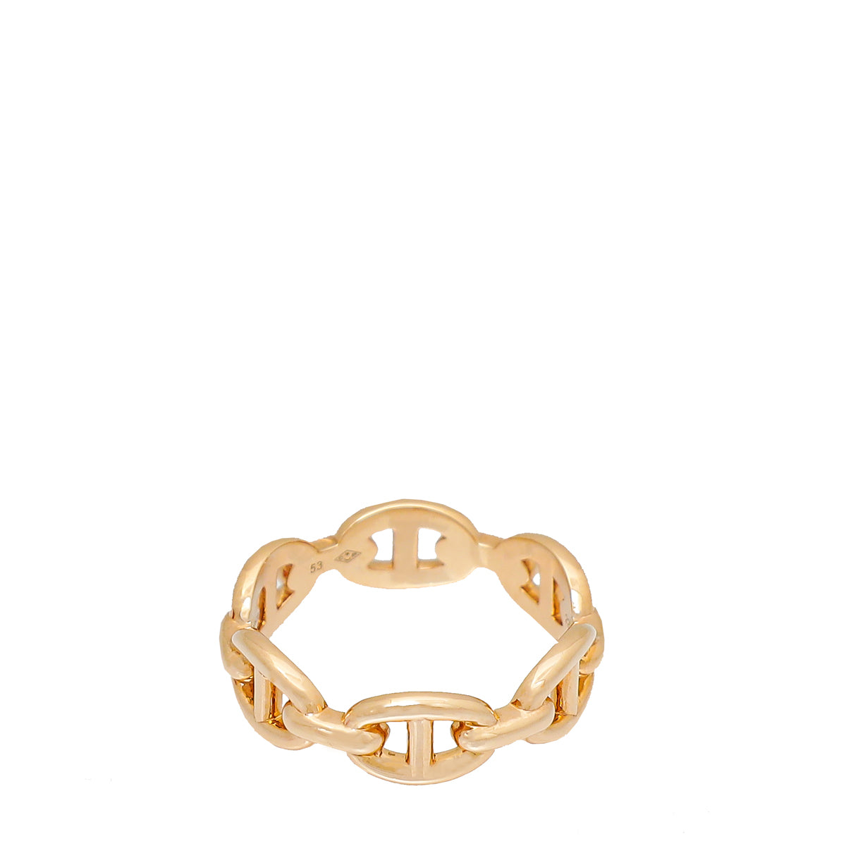 Load image into Gallery viewer, Hermes 18K Rose Gold Chaine D&amp;#39;ancre Enchainee Small Model Ring 53
