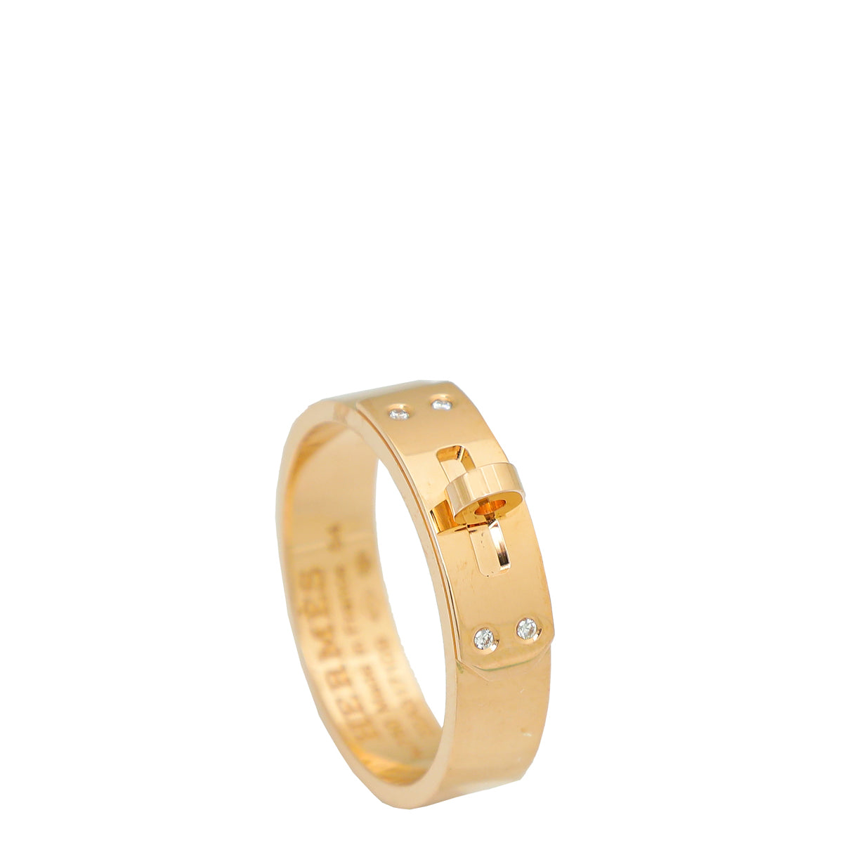 Hermes 18K Rose Gold 4 Diamond Kelly Small Model Ring 54-Hermes-THE CLOSET