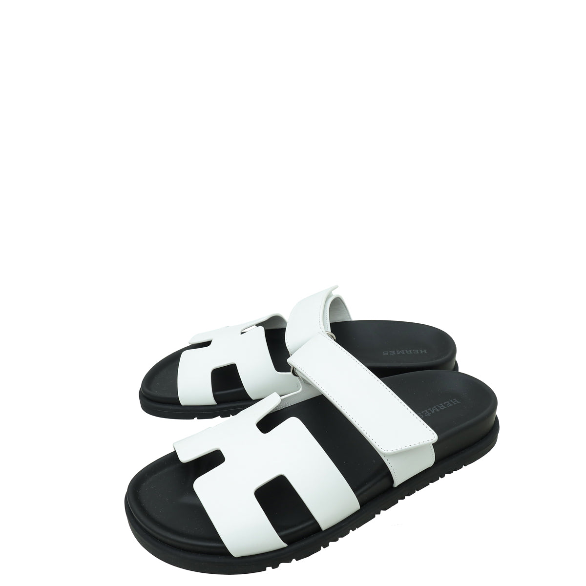 Hermes White Chypre Sandals 38