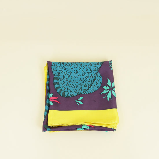 Hermes Multicolor Les Leopards by by Christiane Vauzelles Scarf
