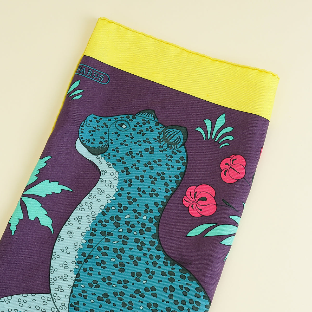 Hermes Multicolor Les Leopards by by Christiane Vauzelles Scarf