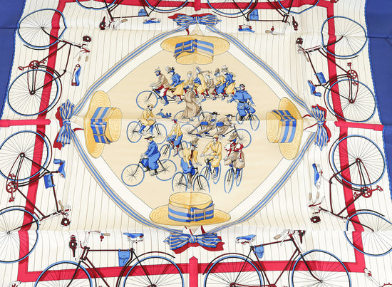 Hermes Multicolor Les Becanes by Hugo Grygkar Silk 90 Scarf