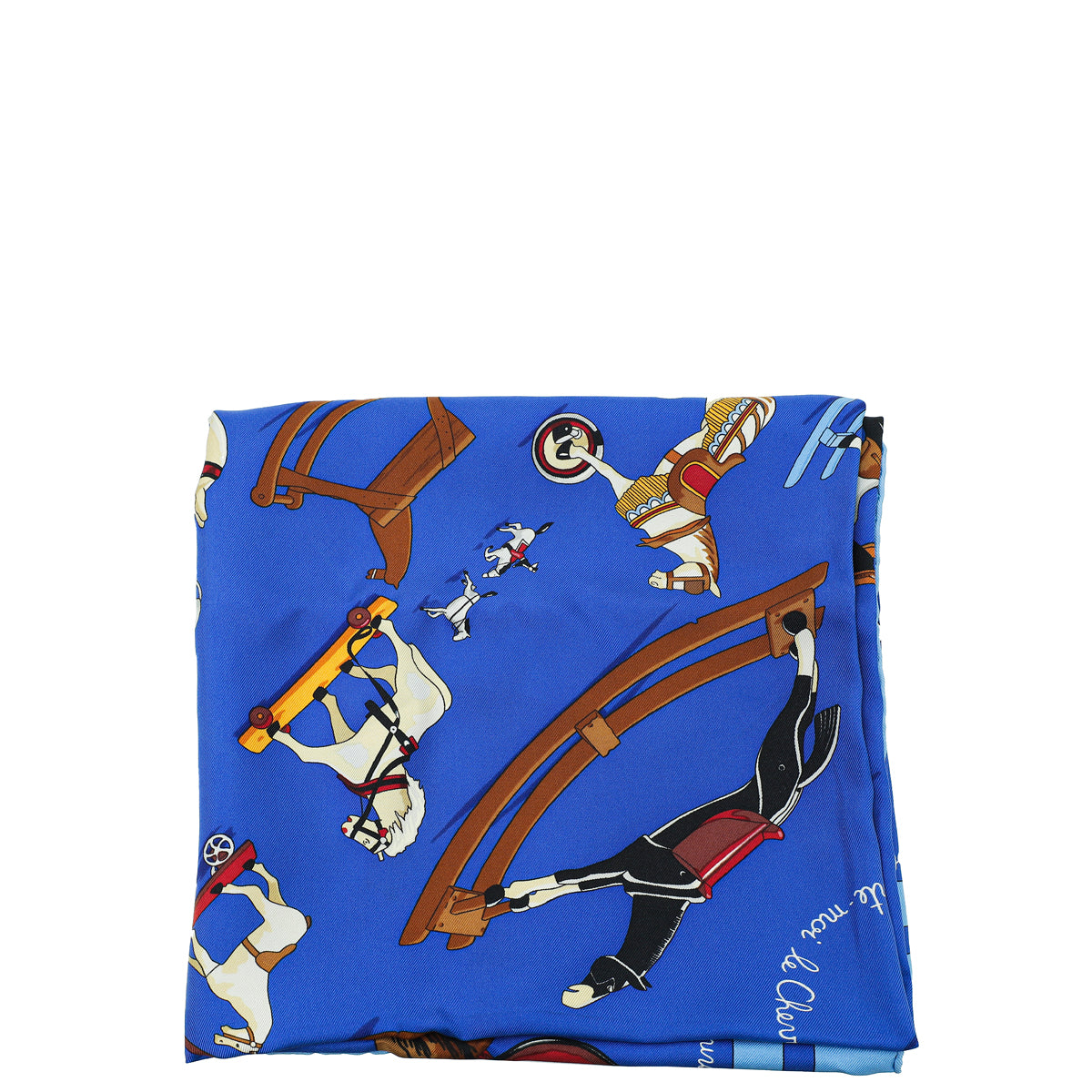 Hermes Blue Multicolor Raconte Moi Le Cheval Silk Scarf – The Closet