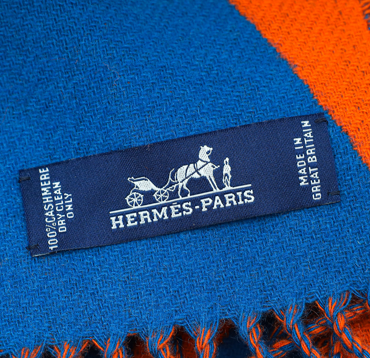 Hermes Bicolor Cashmere Fringe Scarf