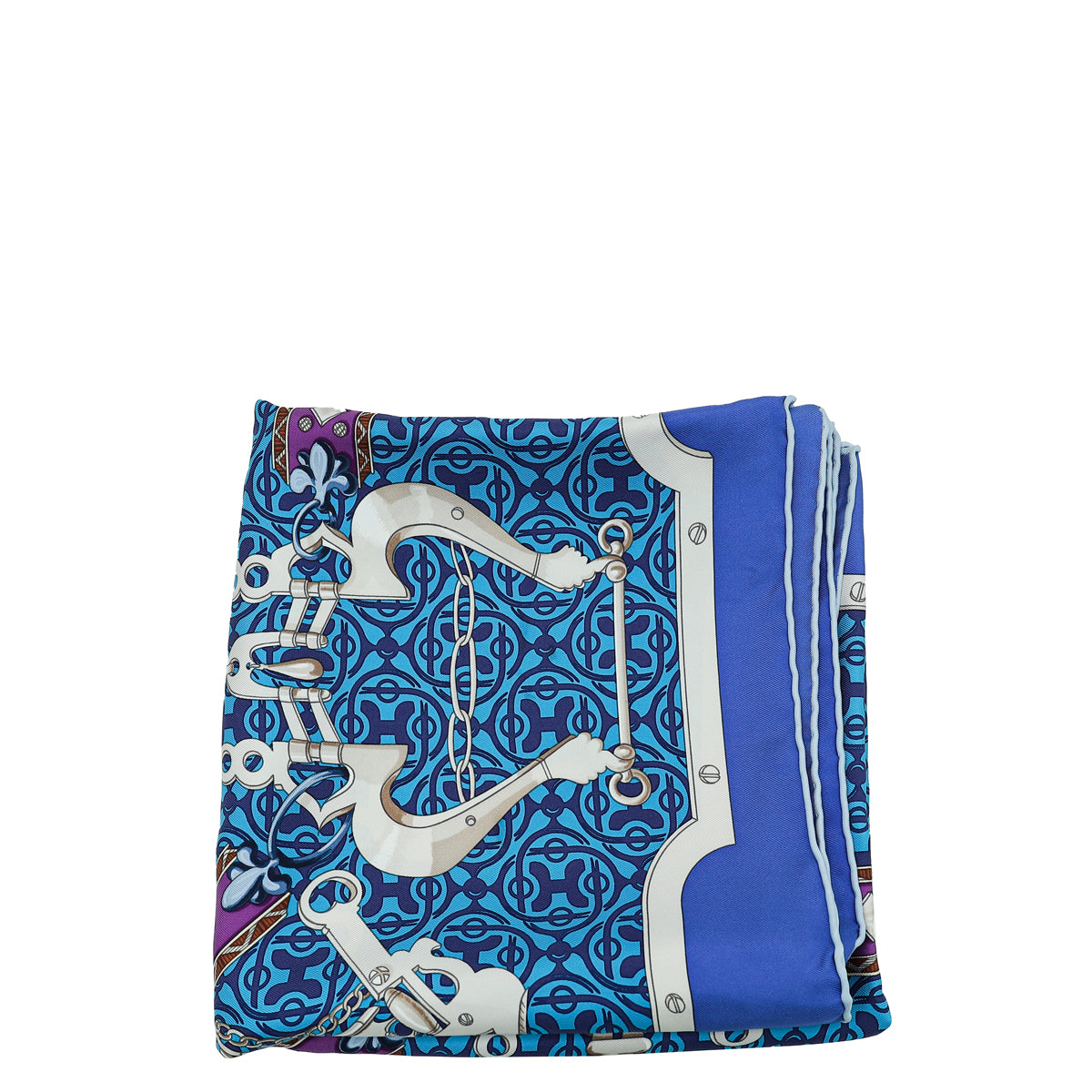 Hermes Blue Multicolor Mors et Gourmettes Silk Scarf-Hermes-THE CLOSET