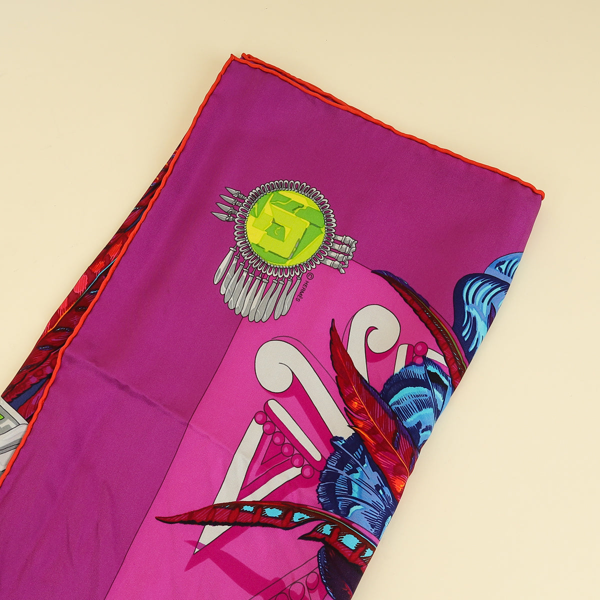 Hermes Purple Multicolor Mexique by Caty Latham Scarf 90-Hermes-THE CLOSET