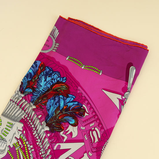 Hermes Purple Multicolor Mexique by Caty Latham Scarf 90-Hermes-THE CLOSET