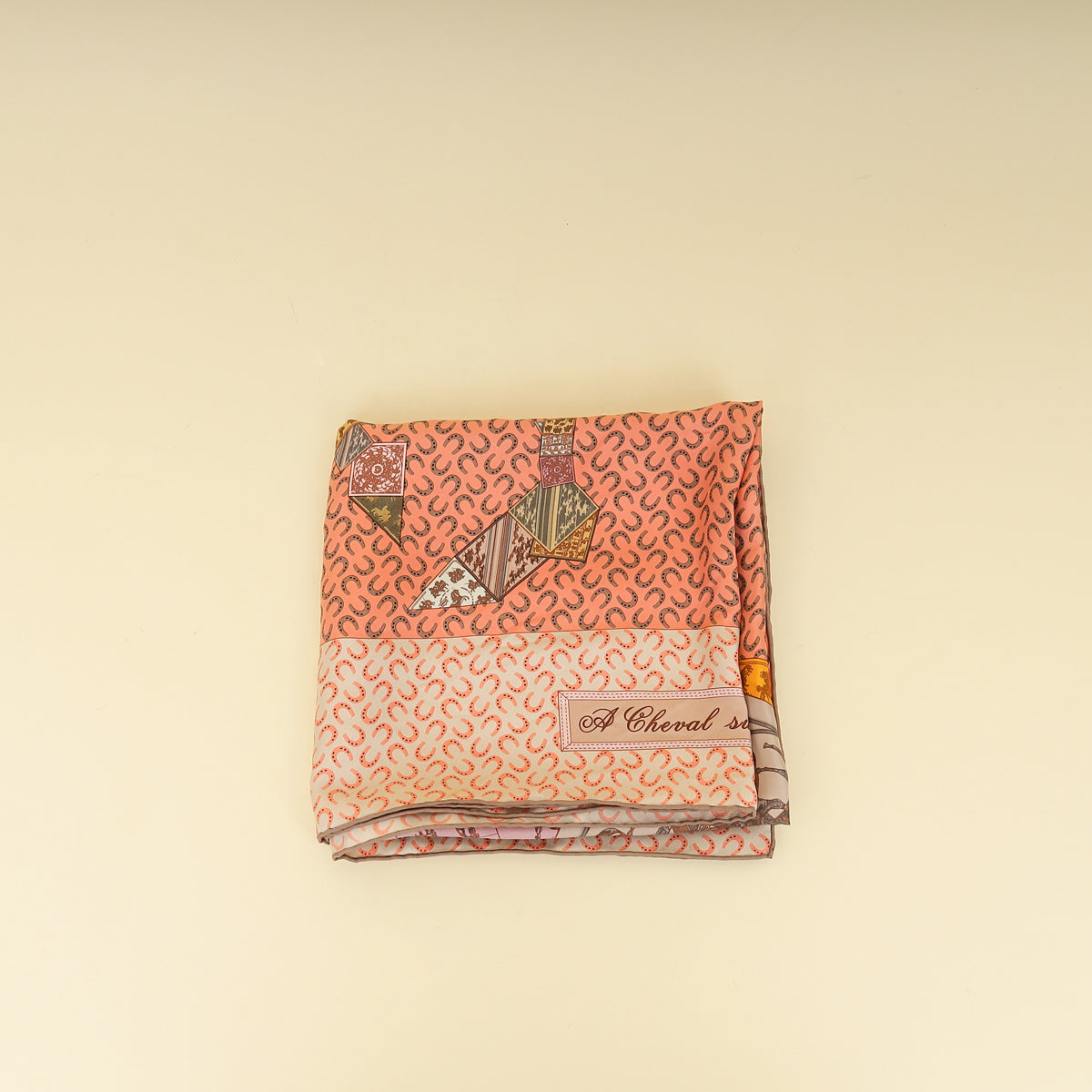 Hermes Rose Multicolor A Cheval Sur Mon Carre Scarf 90-Hermes-THE CLOSET