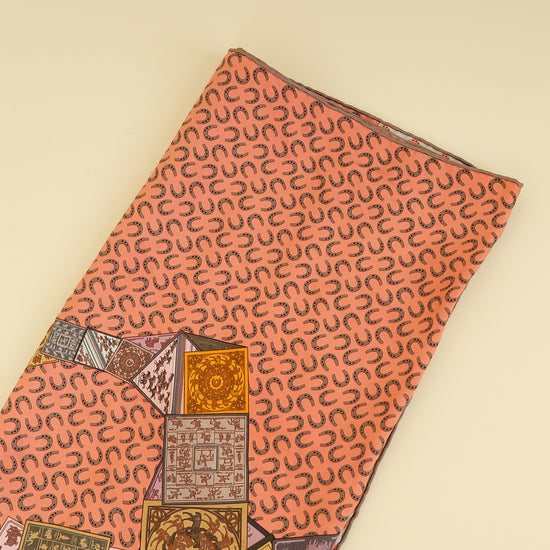 Hermes Rose Multicolor A Cheval Sur Mon Carre Scarf 90-Hermes-THE CLOSET