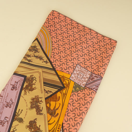 Hermes Rose Multicolor A Cheval Sur Mon Carre Scarf 90-Hermes-THE CLOSET