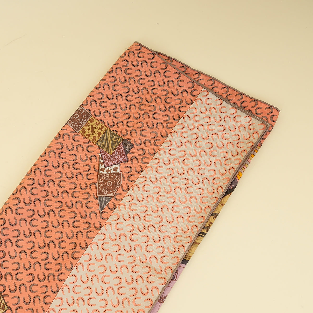 Hermes Rose Multicolor A Cheval Sur Mon Carre Scarf 90-Hermes-THE CLOSET