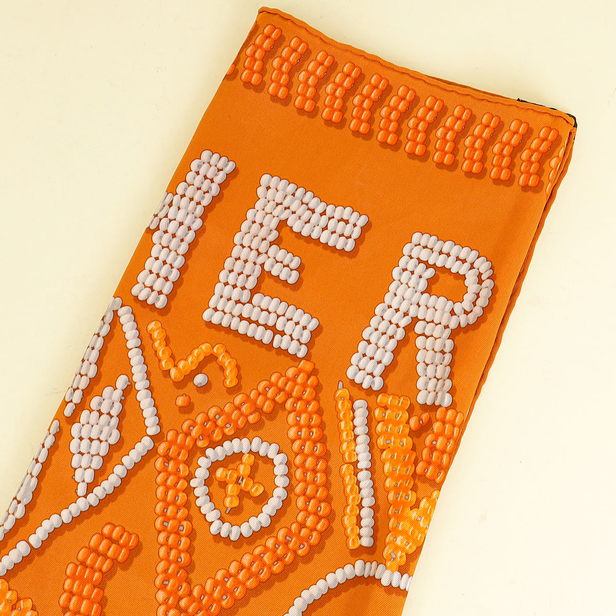 Hermes Orange Multicolor Kelly En Perles Silk Scarf