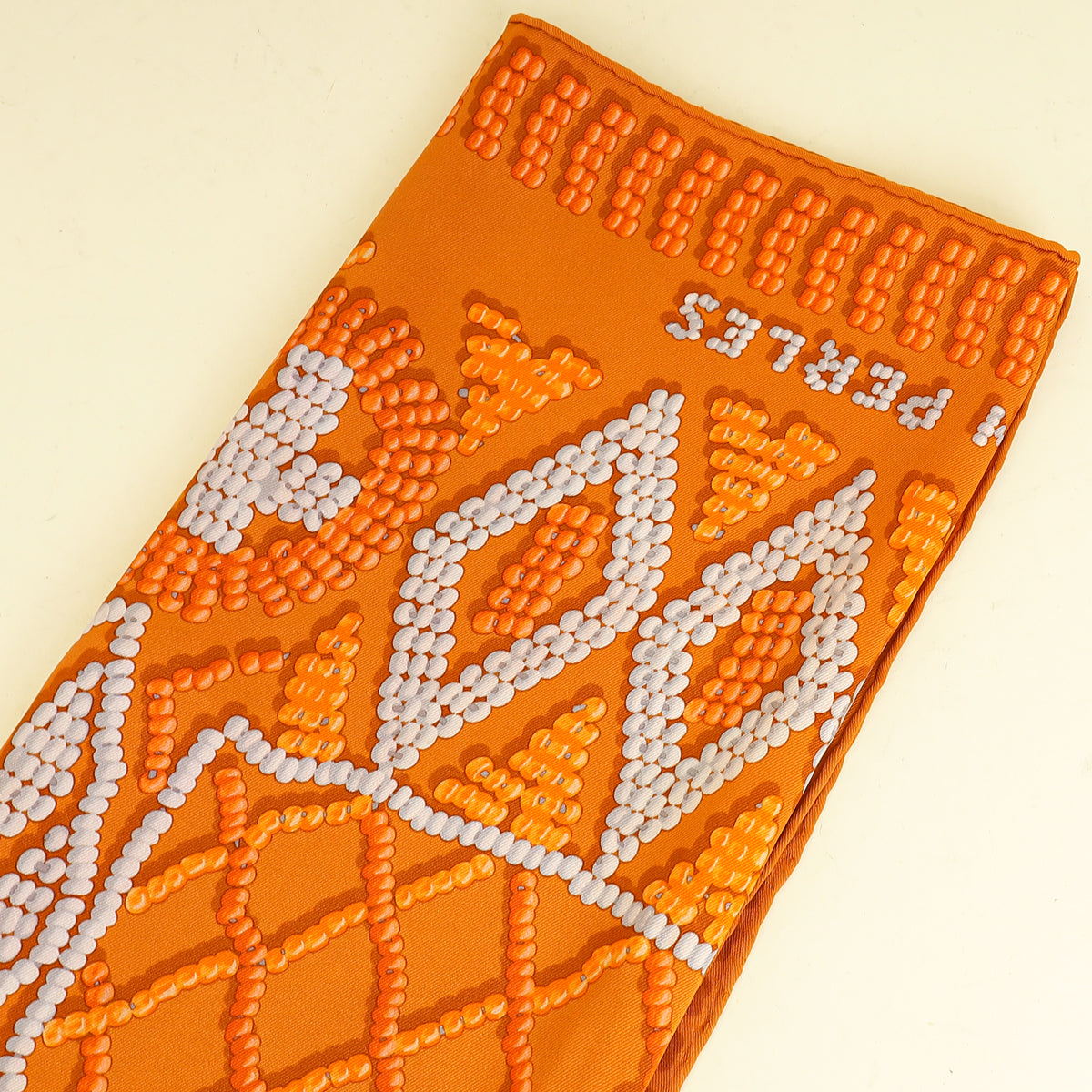 Hermes Orange Multicolor Kelly En Perles Silk Scarf