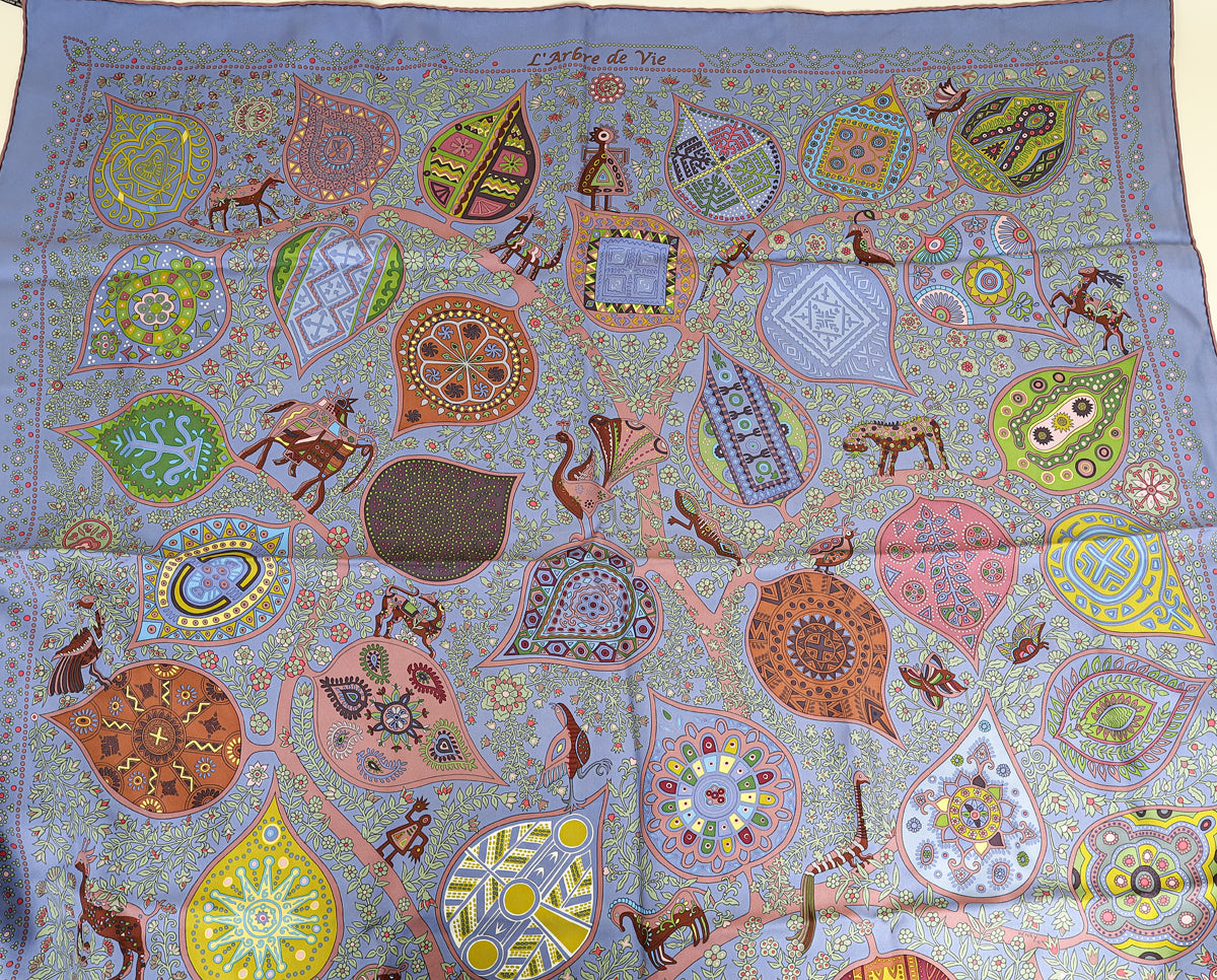 Hermes Multicolor Hermes L'Arbre De Vie Silk Scarf 90